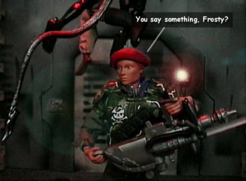 The backdrop is a steel reinforced automatic door. This is also made from foam-core, painted with spray paint to look used.