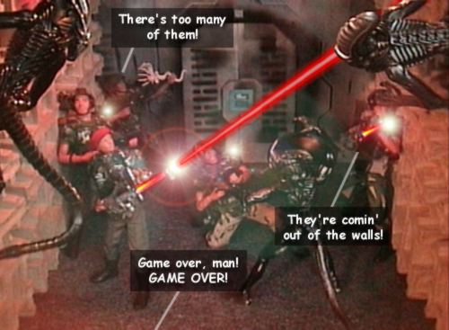This whole scene was not part of the original storyboard. But as we were shooting, we realized we had all these Marines and no combat scene planned, so we added it on the fly