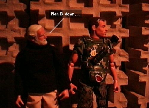 Styimed, the Commander and Hicks stare as the monks fly past.