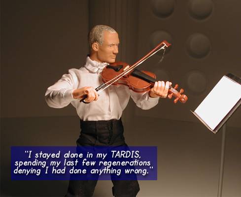 This is supposed to be deep within the TARDIS, lighted dimly to suit the Doctor's self-flagellating mood.